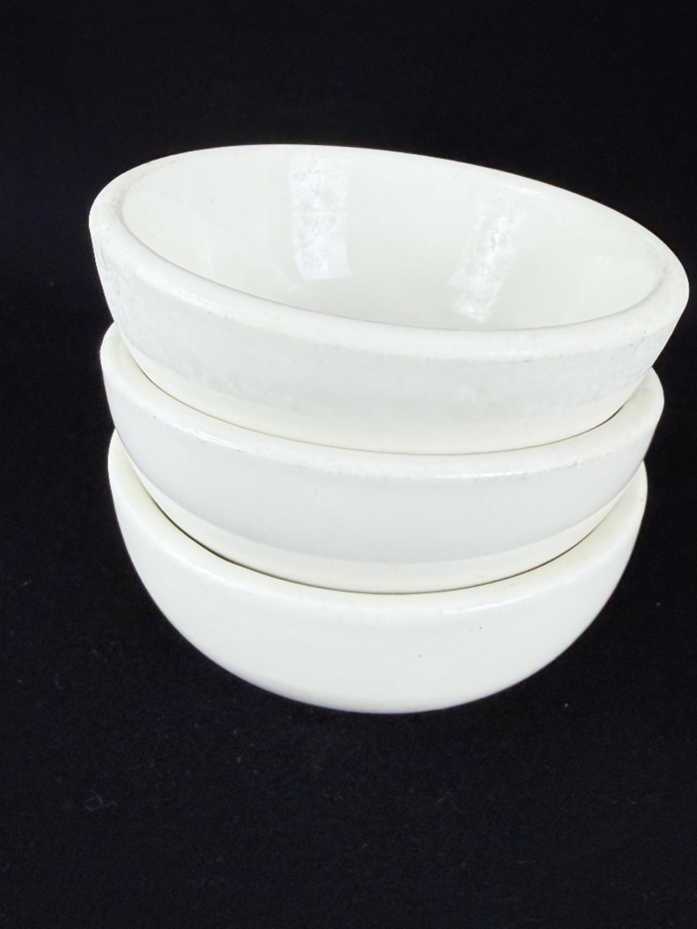 3 Vintage Warwick 1942-43 Bowls Cereal Soup Restaurant Ware Porcelain USA WWII